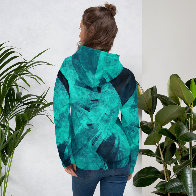 Women's Abstract Green Hoodie