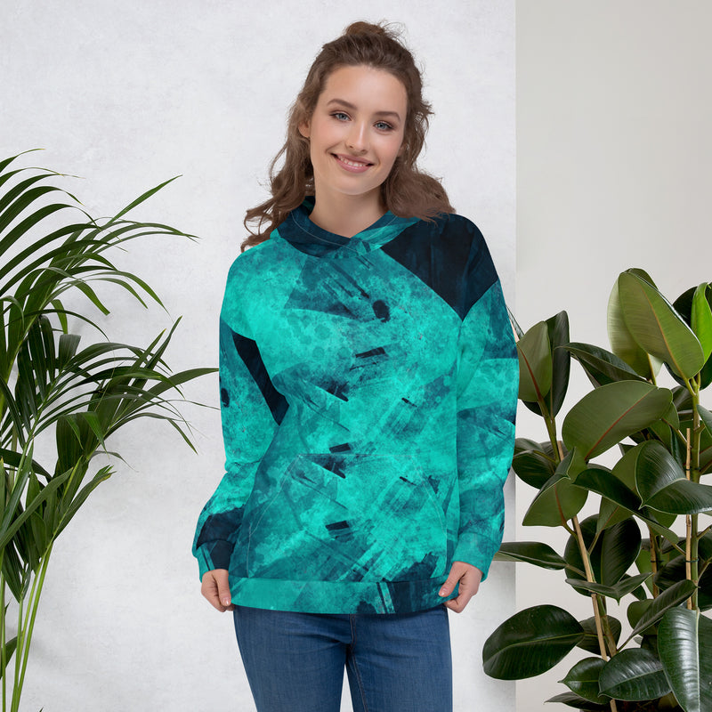 Women's Abstract Green Hoodie