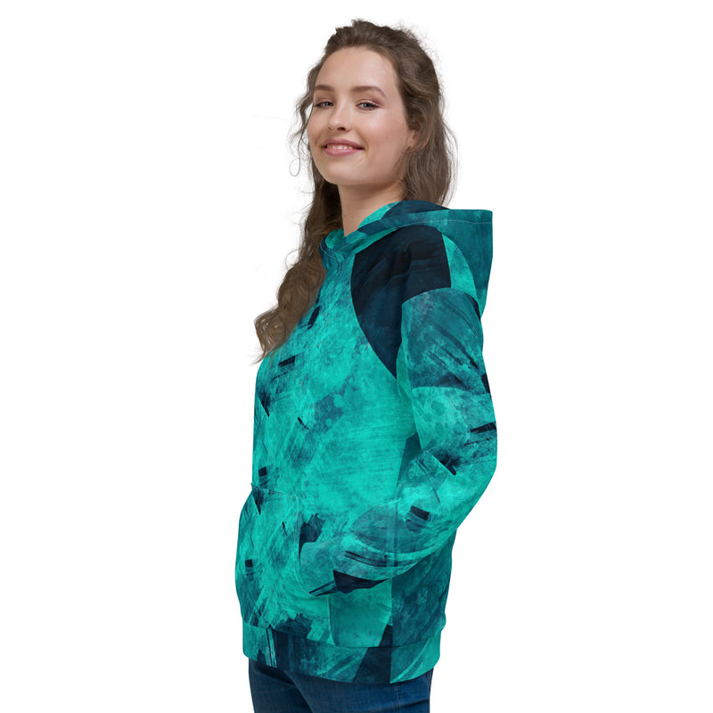 Women's Abstract Green Hoodie