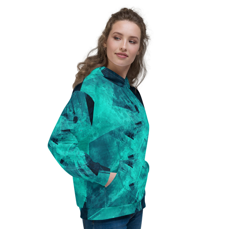 Women's Abstract Green Hoodie